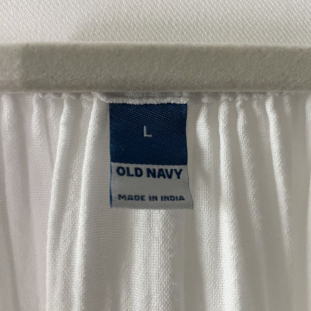 Old Navy White Tiered Shift Dress Puff Sleeve Gauze Women's Size L - Picture 6 of 12